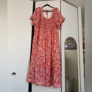 NWT Anthropologie Floral Pink Orange Maxi Dress